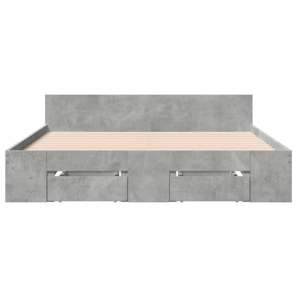 Bed Frame with Drawers Concrete Grey 120x200 cm Engineered Wood