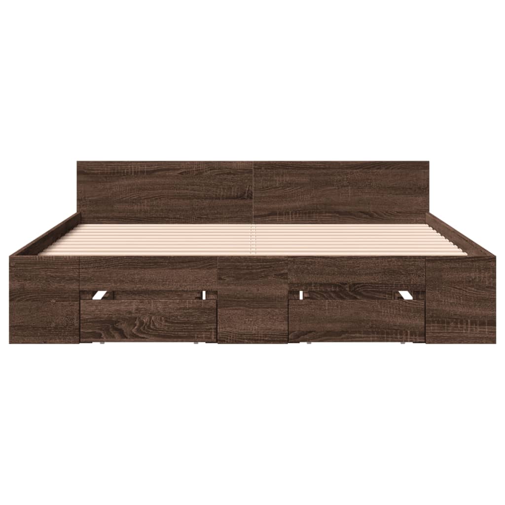 Bed Frame with Drawers Brown Oak 120x200 cm Engineered Wood