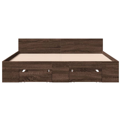 Bed Frame with Drawers Brown Oak 120x200 cm Engineered Wood