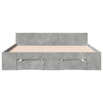 Bed Frame with Drawers Concrete Grey 140x190 cm Engineered Wood