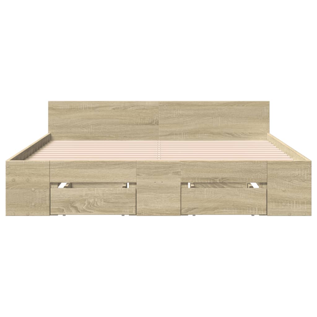 Bed Frame with Drawers Sonoma Oak 135x190 cm Double Engineered Wood