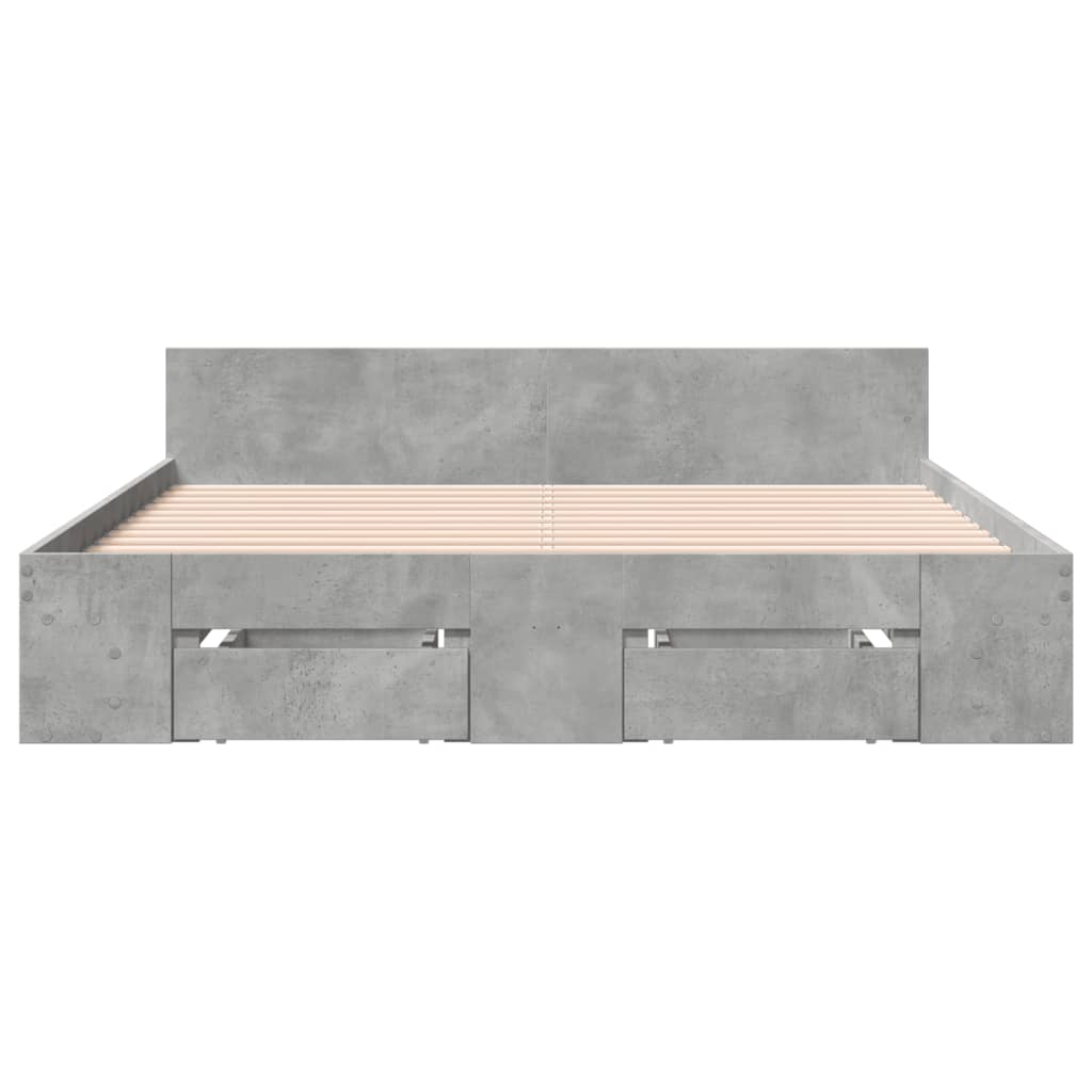 Bed Frame with Drawers Concrete Grey 135x190 cm Double Engineered Wood