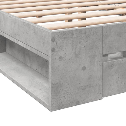 Bed Frame with Drawers Concrete Grey 135x190 cm Double Engineered Wood