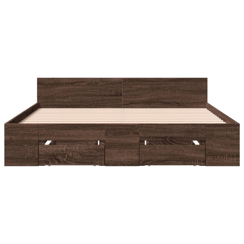 Bed Frame with Drawers Brown Oak 135x190 cm Double Engineered Wood