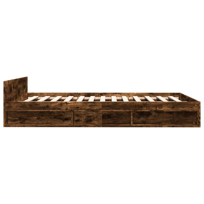 Bed Frame with Drawers without Mattress Smoked Oak 120x190 cm Small Double