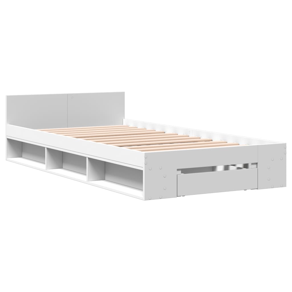 Bed Frame with Drawer without Mattress White 90x190 cm Single