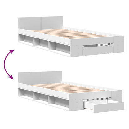 Bed Frame with Drawer without Mattress White 90x190 cm Single