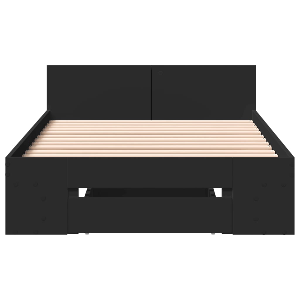 Bed Frame with Drawer Black 90x190 cm Single Engineered Wood