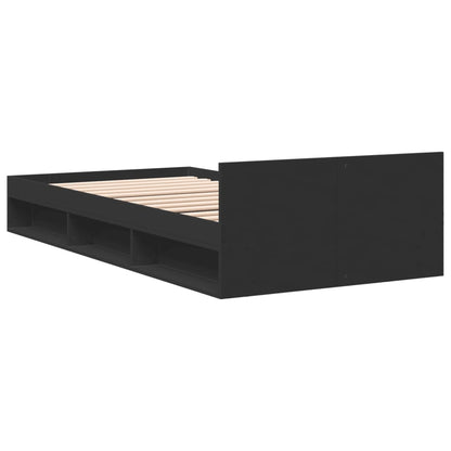 Bed Frame with Drawer Black 90x190 cm Single Engineered Wood