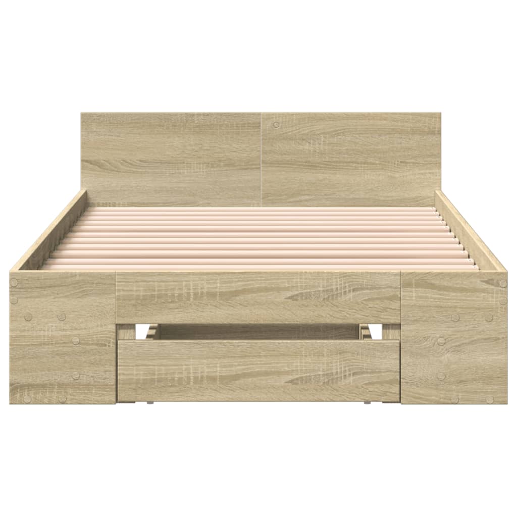 Bed Frame with Drawer Sonoma Oak 90x190 cm Single Engineered Wood