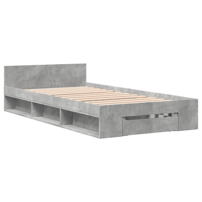 Bed Frame with Drawer Concrete Grey 90x190 cm Single Engineered Wood