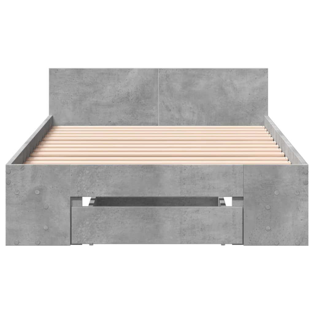 Bed Frame with Drawer Concrete Grey 90x190 cm Single Engineered Wood