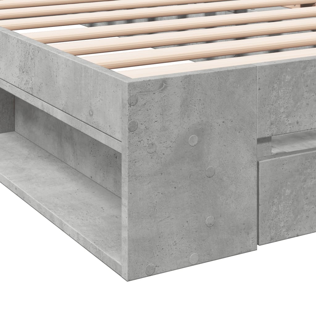 Bed Frame with Drawer Concrete Grey 90x190 cm Single Engineered Wood