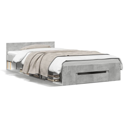 Bed Frame with Drawer Concrete Grey 90x190 cm Single Engineered Wood