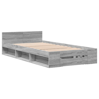 Bed Frame with Drawer without Mattress Grey Sonoma 90x190 cm Single