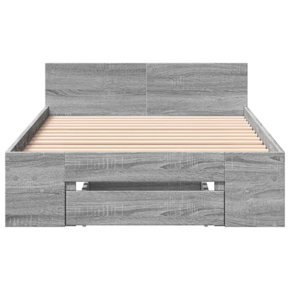 Bed Frame with Drawer without Mattress Grey Sonoma 90x190 cm Single