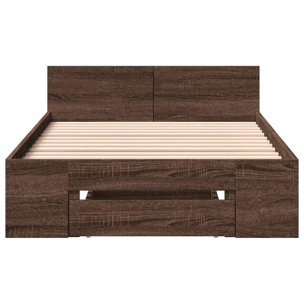 Bed Frame with Drawer without Mattress Brown Oak 90x190 cm Single