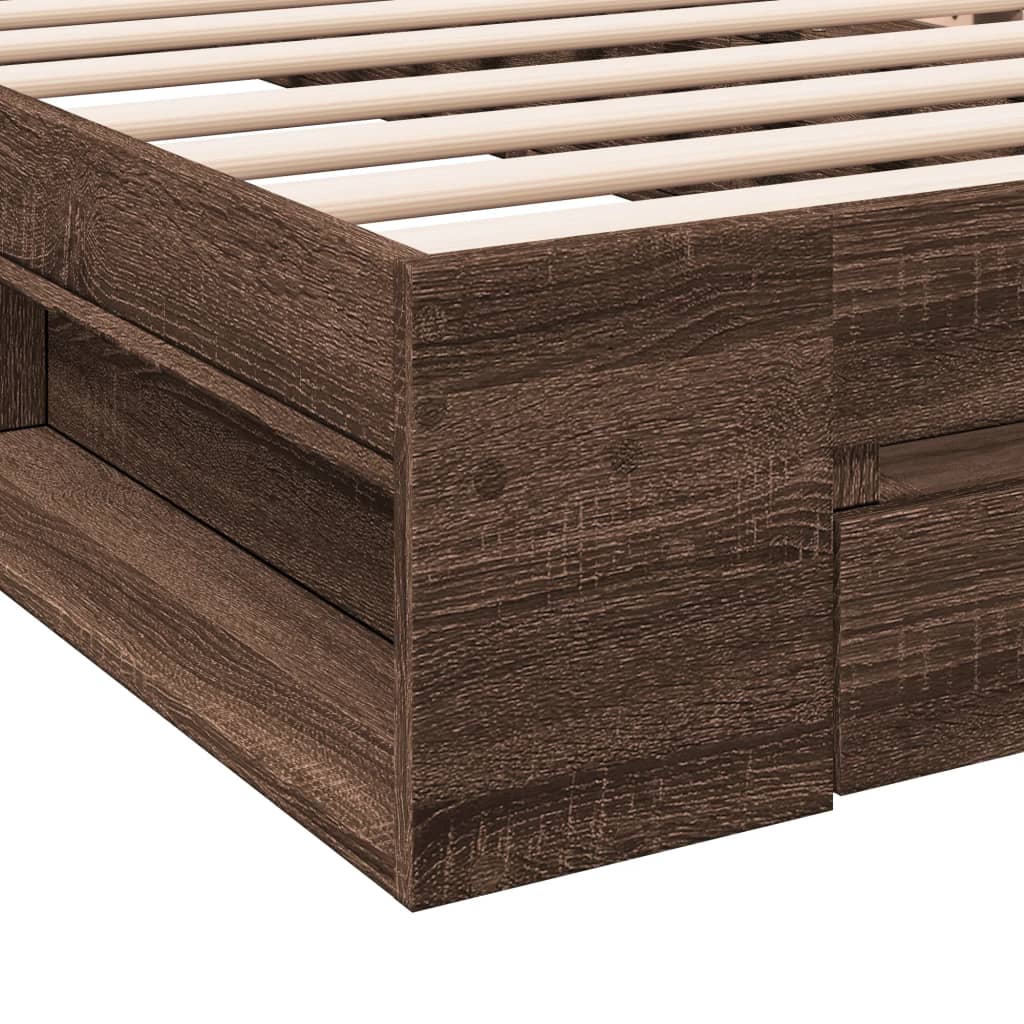 Bed Frame with Drawer without Mattress Brown Oak 90x190 cm Single