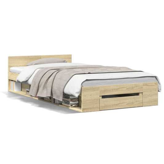 Bed Frame with Drawer without Mattress Sonoma Oak 100x200 cm