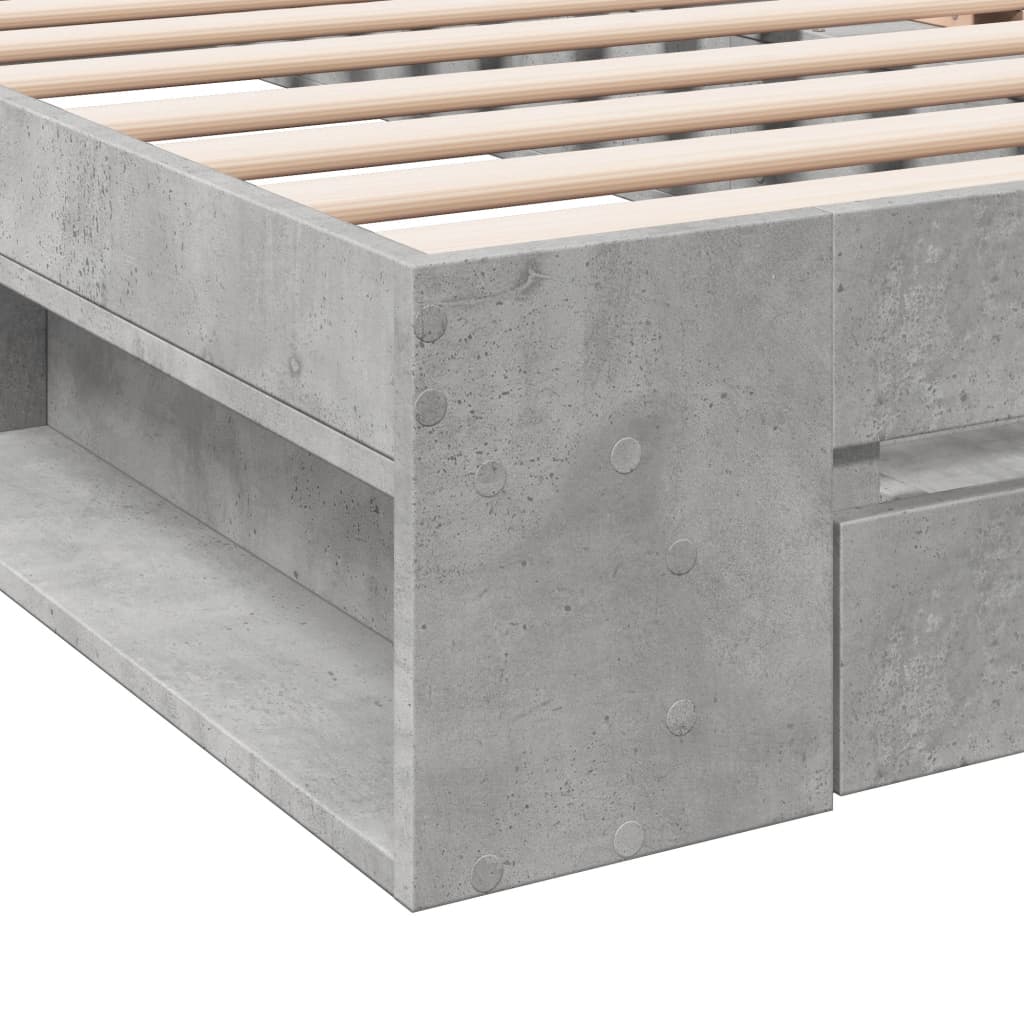 Bed Frame with Drawer Concrete Grey 100x200 cm Engineered Wood