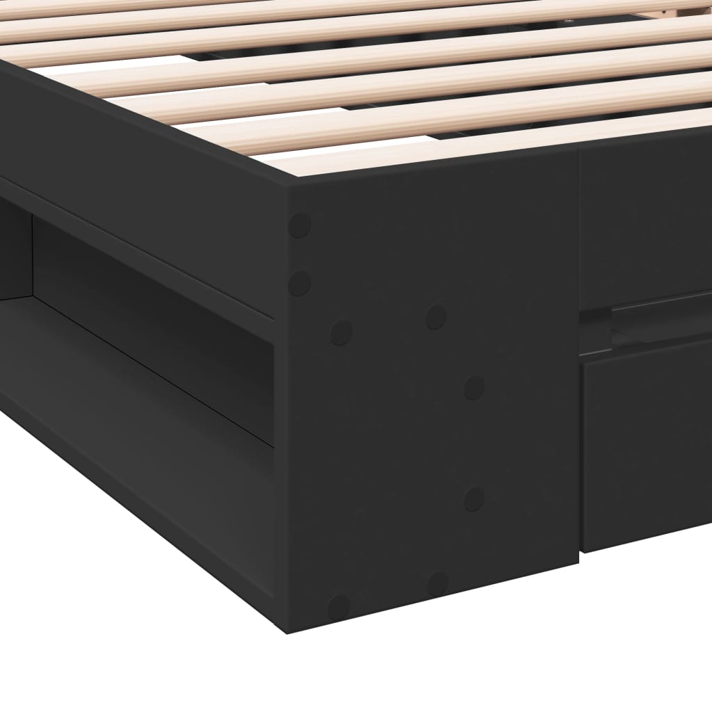 Bed Frame with Drawer without Mattress Black 90x200 cm