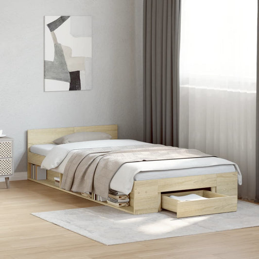 Bed Frame with Drawer without Mattress Sonoma Oak 90x200 cm