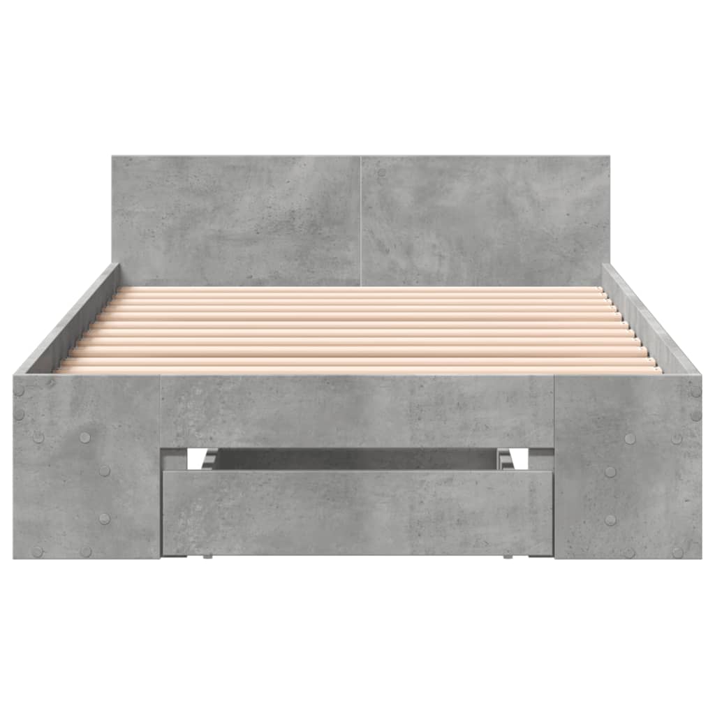 Bed Frame with Drawer Concrete Grey 90x200 cm Engineered Wood