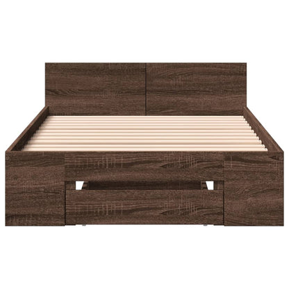 Bed Frame with Drawer Brown Oak 90x200 cm Engineered Wood