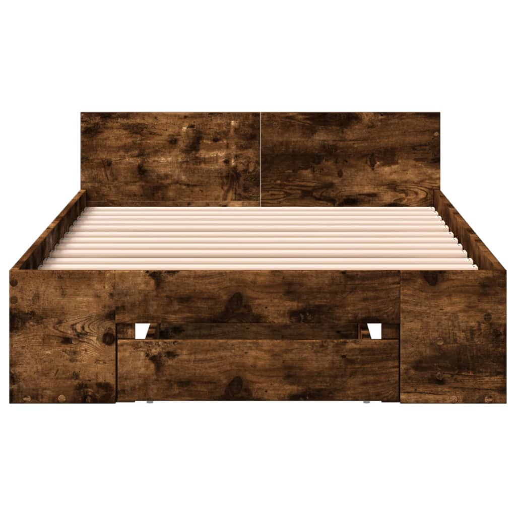 Bed Frame with Drawer without Mattress Smoked Oak 75x190 cm Small Single