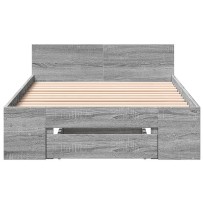 Bed Frame with Drawer without Mattress Grey Sonoma 75x190 cm Small Single