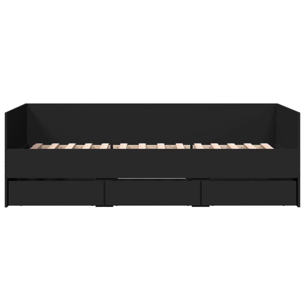 Daybed with Drawers without Mattress Black 100x200 cm