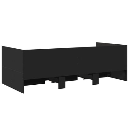 Daybed with Drawers without Mattress Black 100x200 cm