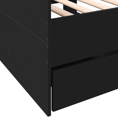 Daybed with Drawers without Mattress Black 100x200 cm