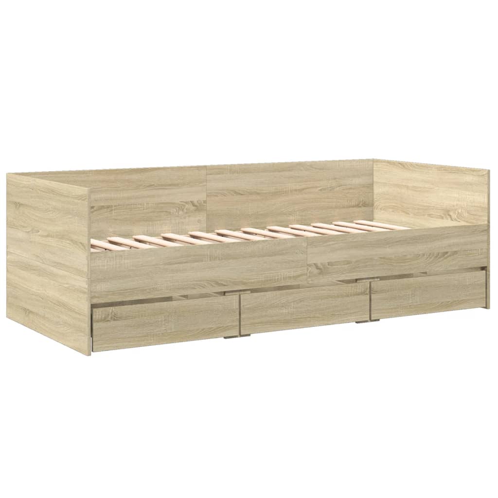 Daybed with Drawers Sonoma Oak 100x200 cm Engineered Wood