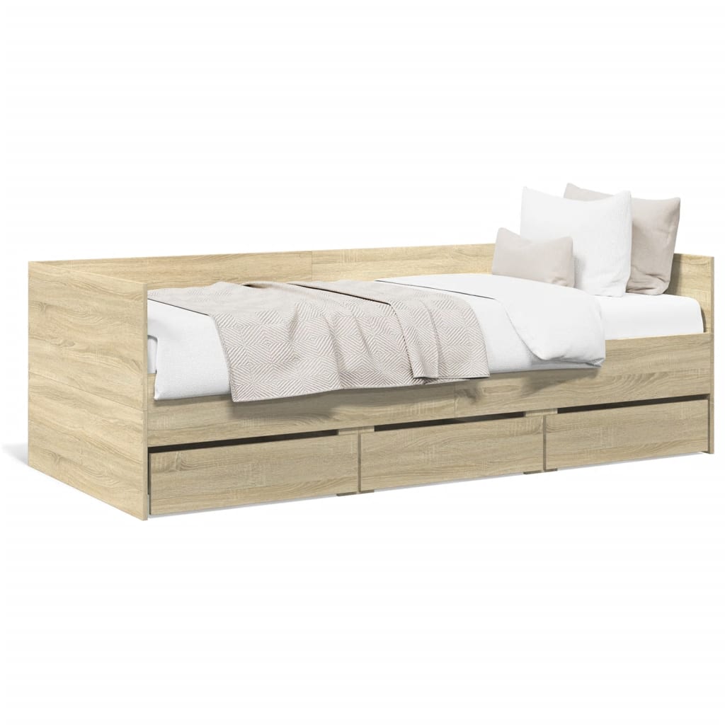 Daybed with Drawers Sonoma Oak 100x200 cm Engineered Wood