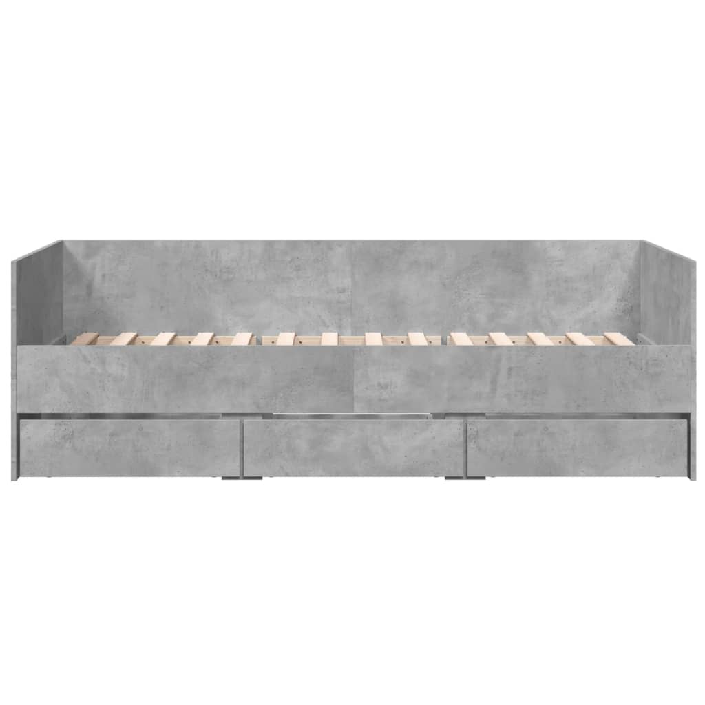 Daybed with Drawers without Mattress Concrete Grey 100x200 cm