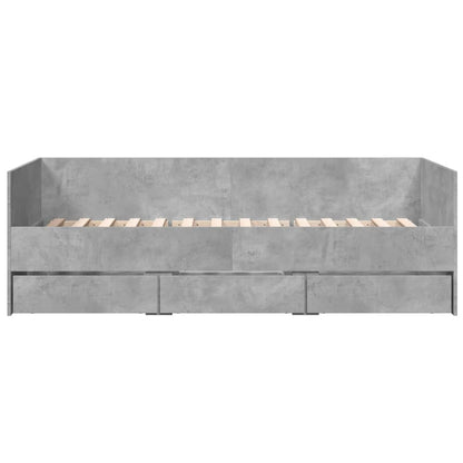 Daybed with Drawers without Mattress Concrete Grey 100x200 cm