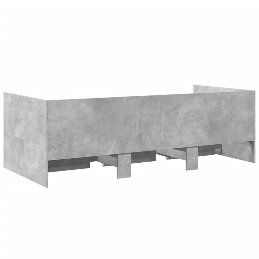 Daybed with Drawers without Mattress Concrete Grey 100x200 cm