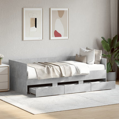 Daybed with Drawers without Mattress Concrete Grey 100x200 cm