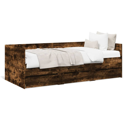 Daybed with Drawers without Mattress Smoked Oak 100x200 cm