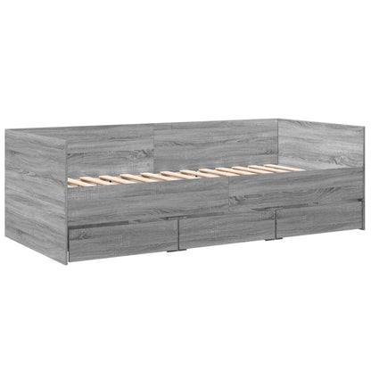 Daybed with Drawers Grey Sonoma 100x200 cm Engineered Wood