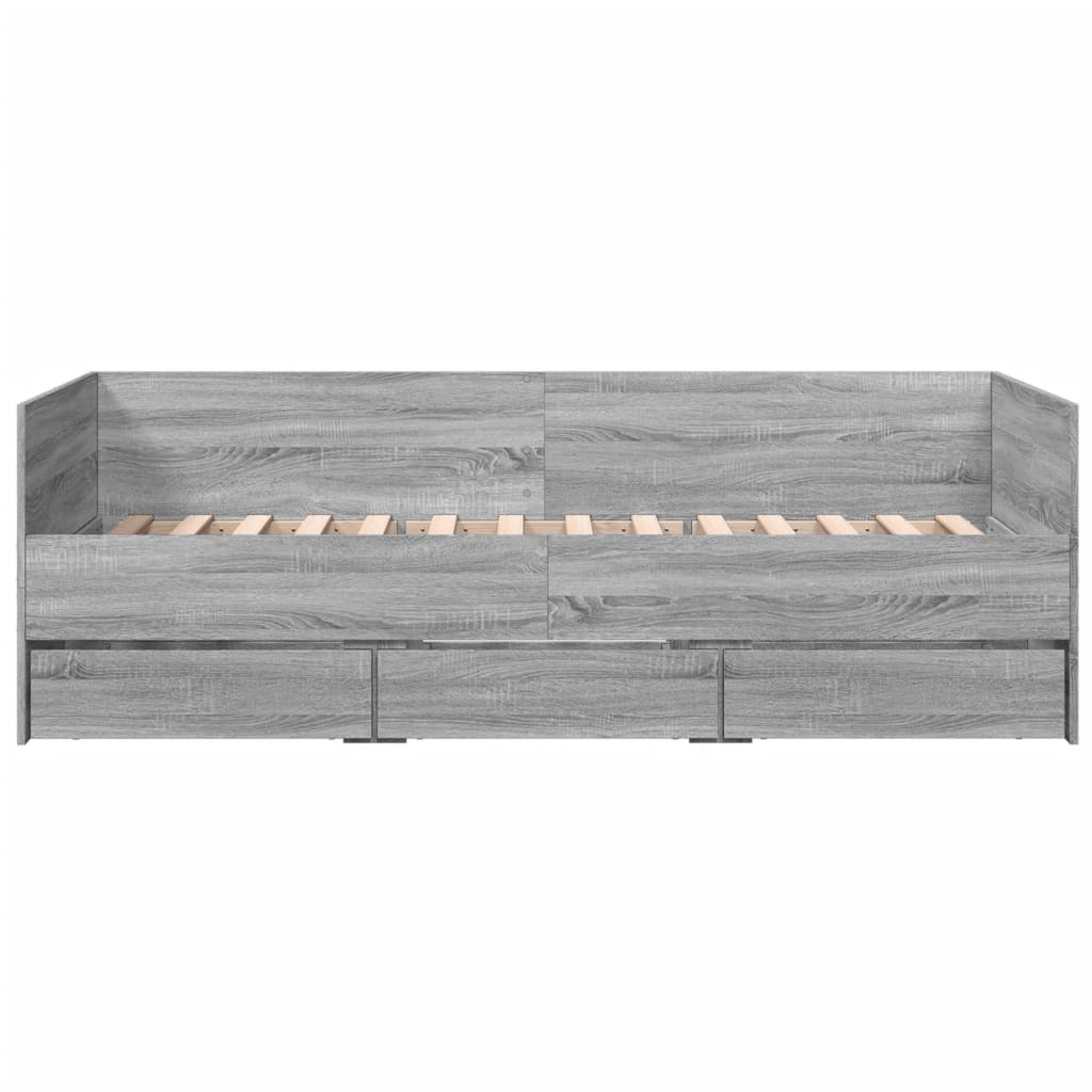 Daybed with Drawers Grey Sonoma 100x200 cm Engineered Wood