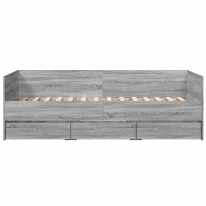 Daybed with Drawers Grey Sonoma 100x200 cm Engineered Wood