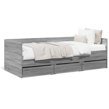 Daybed with Drawers Grey Sonoma 100x200 cm Engineered Wood