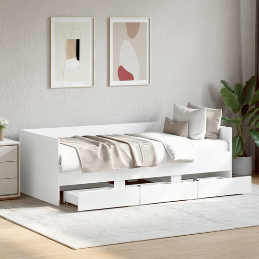 Daybed with Drawers without Mattress White 90x200 cm