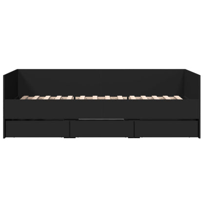 Daybed with Drawers without Mattress Black 90x200 cm