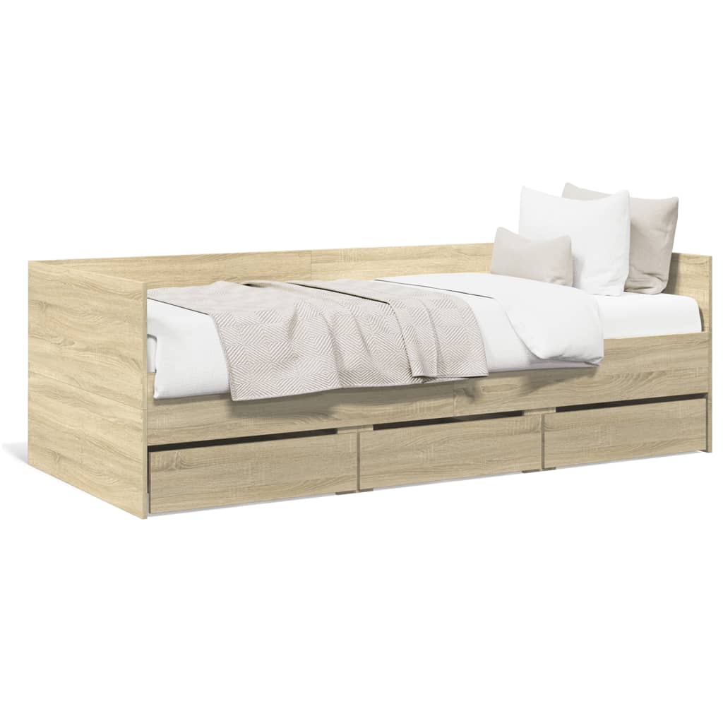 Daybed with Drawers Sonoma Oak 90x200 cm Engineered Wood