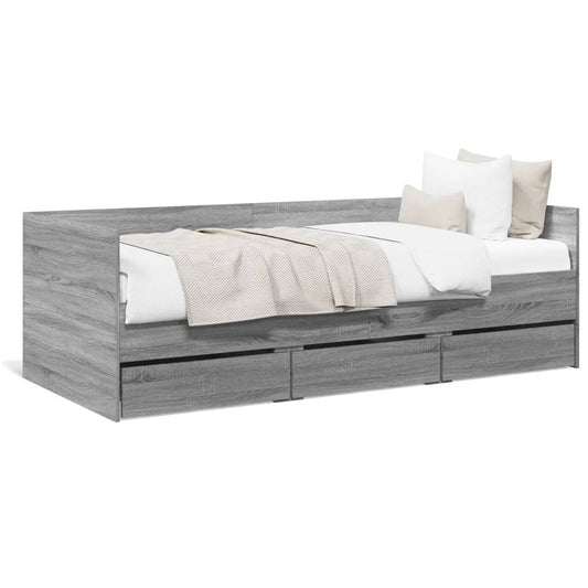 Daybed with Drawers Grey Sonoma 90x200 cm Engineered Wood