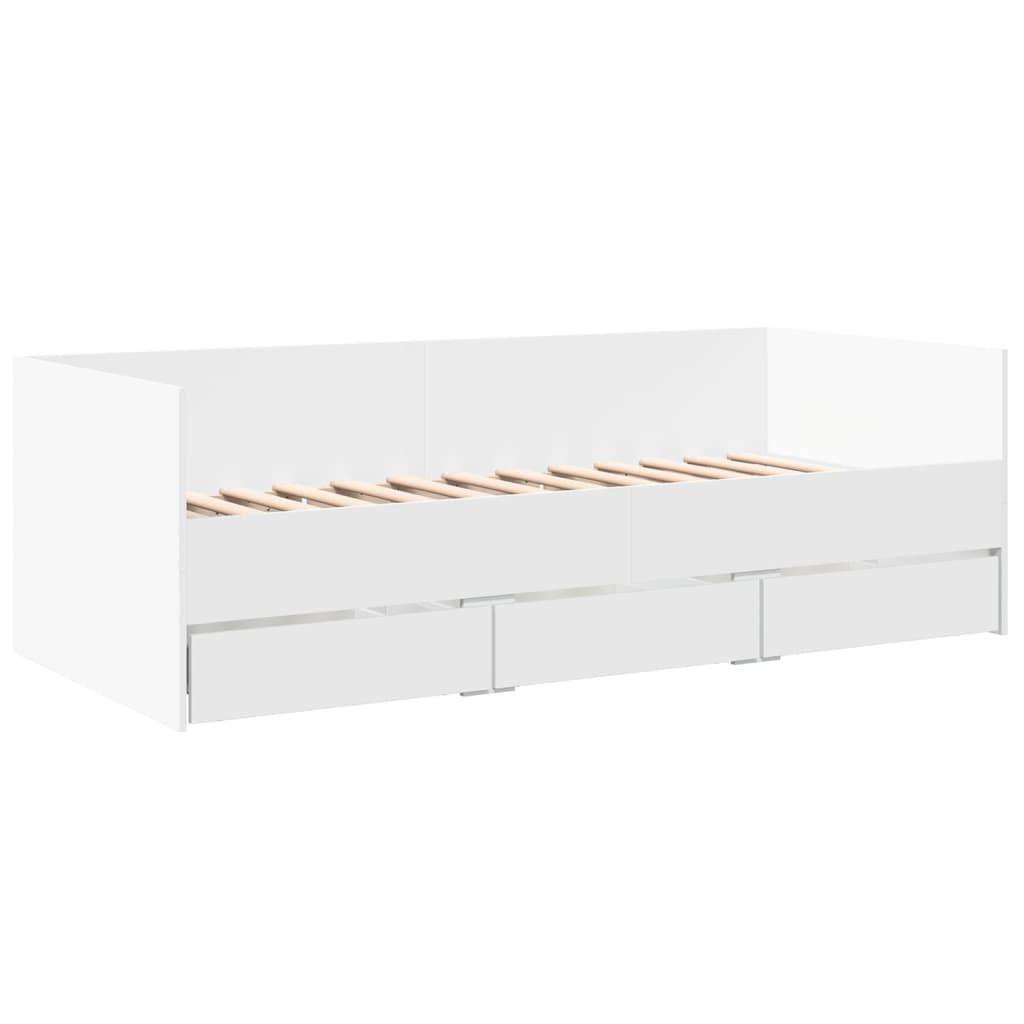 Daybed with Drawers White 90x190 cm Engineered Wood