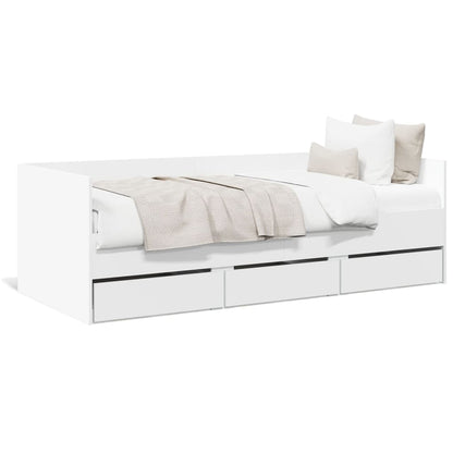 Daybed with Drawers White 90x190 cm Engineered Wood